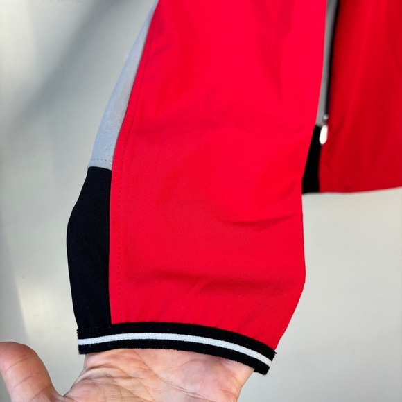 J. Lindeberg Red Black Gray Full Zip Lightweigh Soft Shell Stretch Jacket Sz XL - Picture 7 of 12